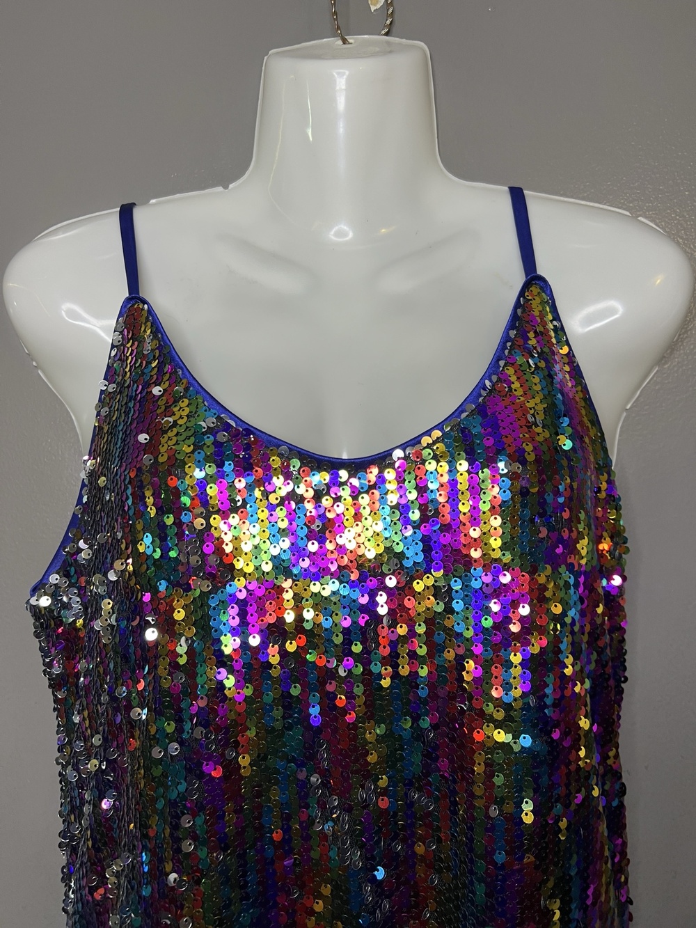 Allegra K Dress Womens Medium Multicolor Rainbow Sequin Slip Mini Party